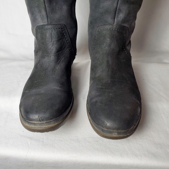 Ugg Elsa Black Knee High Leather Boots Size 8 - Picture 8 of 16